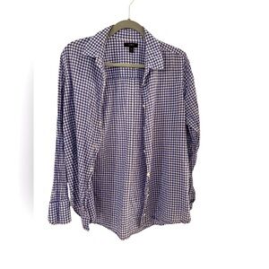 J. Crew Navy and White Gingham Shirt